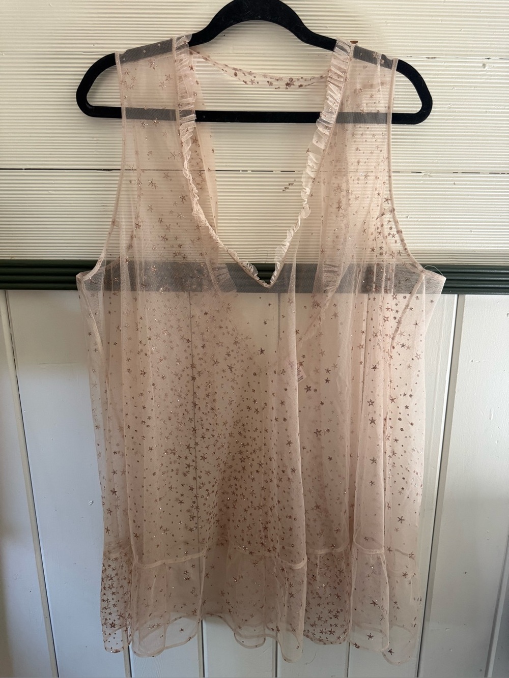 Victoria's Secret Sheer Star-Print Chemise in Blush Pink- Mesh Y2K